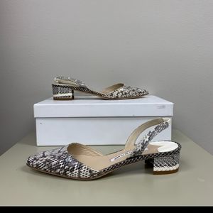 Manolo Blahnik Black and Lizard Sandals